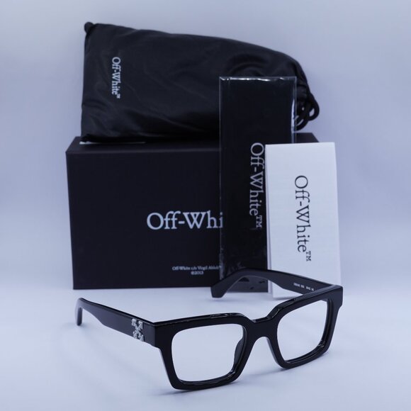Off-White OERI14C CLIP ON 1025 Square Sunglasses – Black/Clear with Clip-on Red - Picture 1 of 10